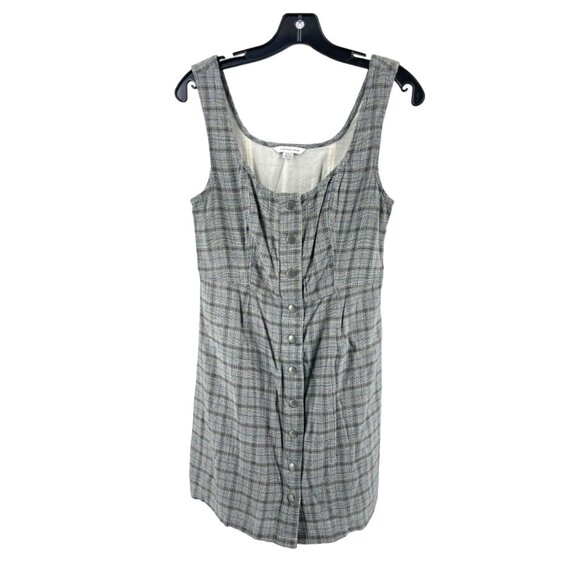 American Eagle Outfitters Dresses & Skirts - American Eagle Women's Gray Plaid Sleeveless Snap Front Dress Size Small